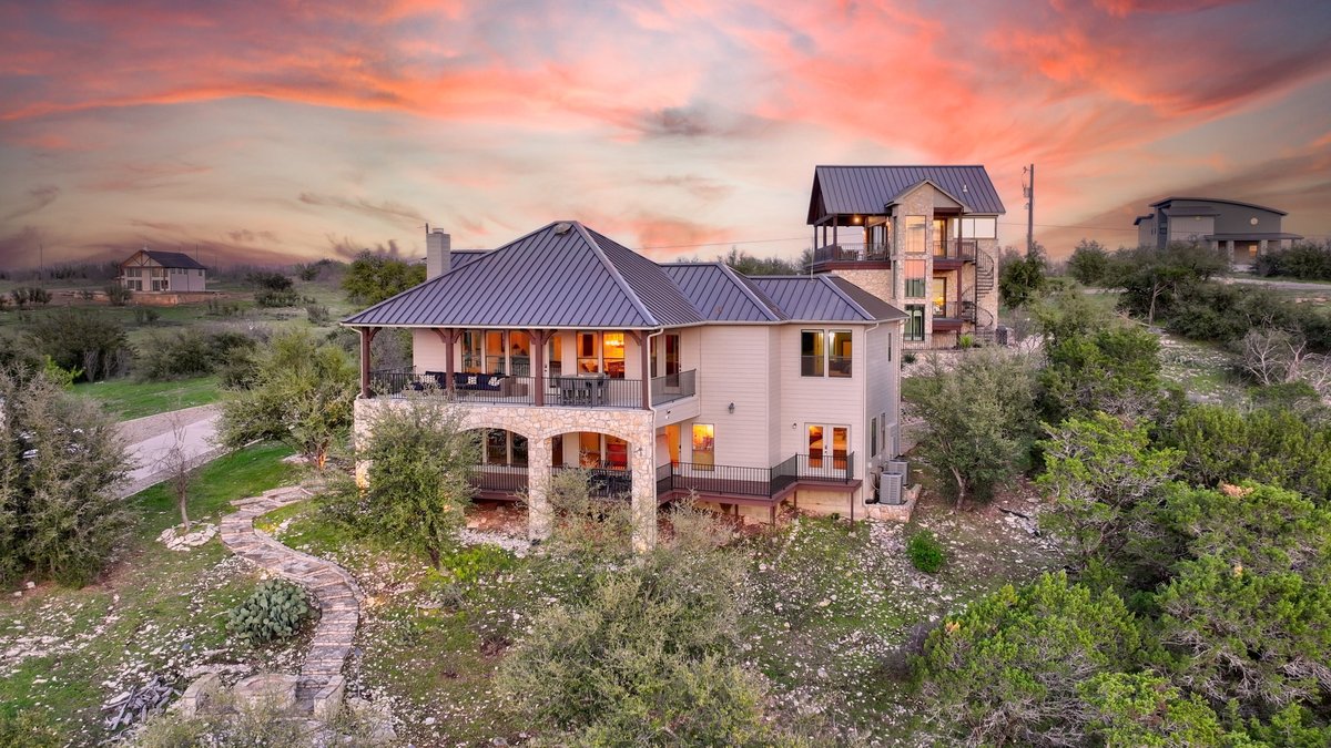 Possum Kingdom Lake luxury lake home at twilight